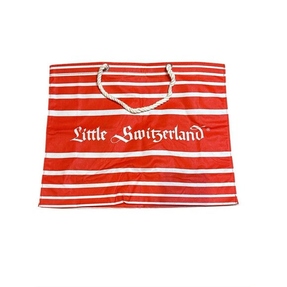 Little Switzerland Vintage 1980’s Red White Stripe Beach Shoulder Bag Nautical - Picture 1 of 8
